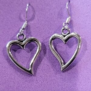Silver Heart-Shaped Earrings. Handmade By Me. NWOT